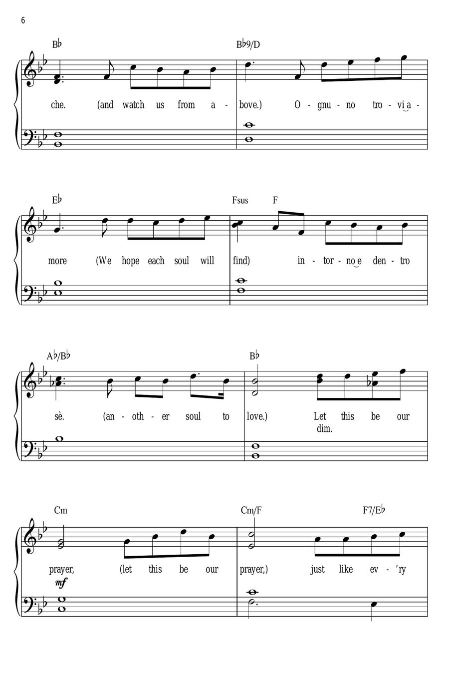 The Prayer Easy Piano scores gallery preview page 6