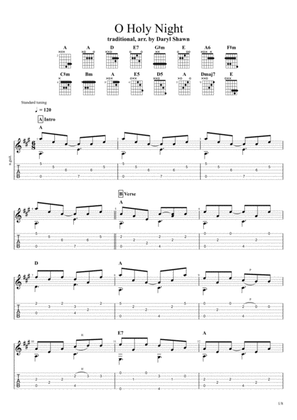 O Holy Night, for solo fingerstyle guitar