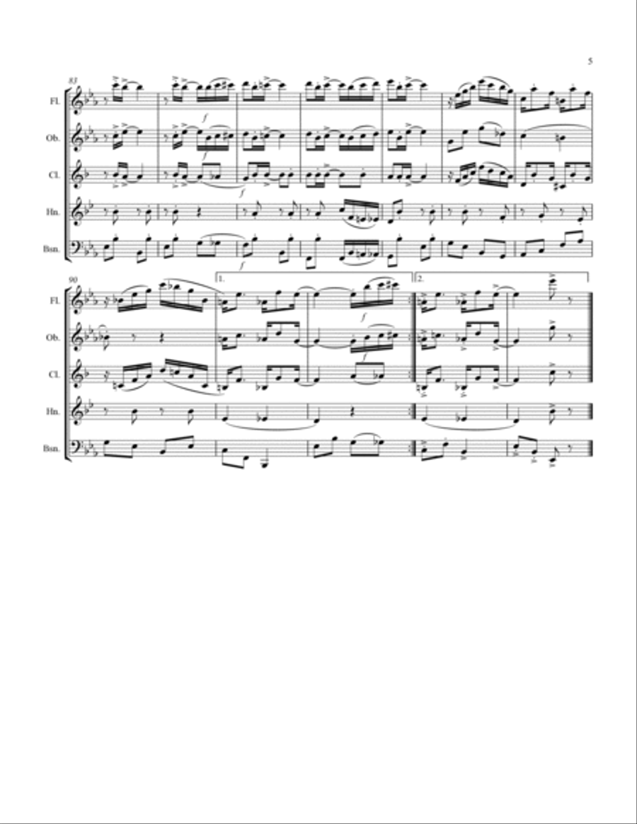 Joplin - “The Easy Winners” (for Woodwind Quintet) Woodwind Quintet scores gallery preview page 6