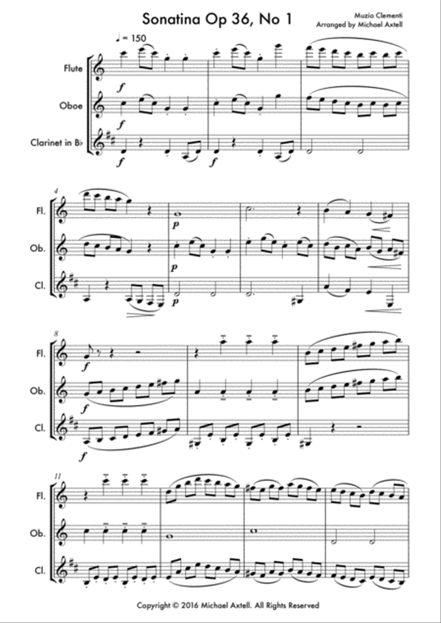 Sonatina Op 36, No 1 by Muzio Clementi Woodwind Trio scores gallery preview page 2