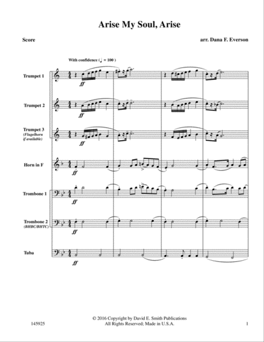 Arise, My Soul, Arise Brass Ensemble scores gallery preview page 2