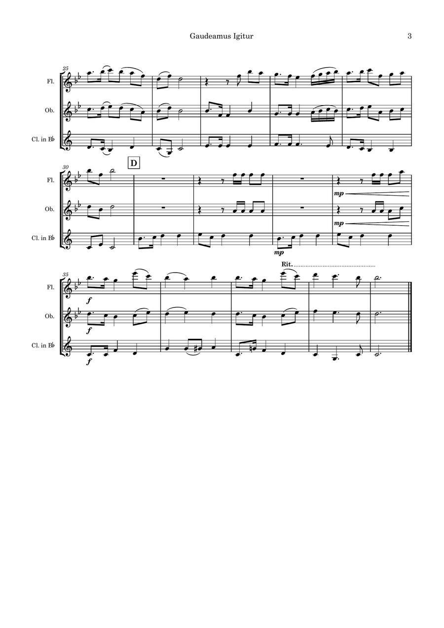Gaudeamus Igitur Gaudeamus Igitur Woodwind Trio scores gallery preview page 3