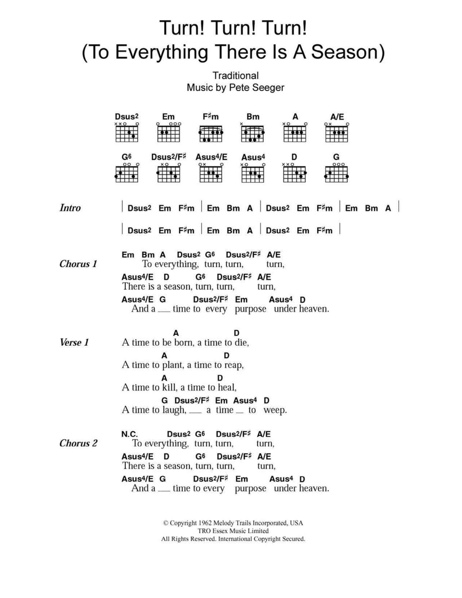 Turn! Turn! Turn! (To Everything There Is A Season) Acoustic Guitar scores gallery preview page 1