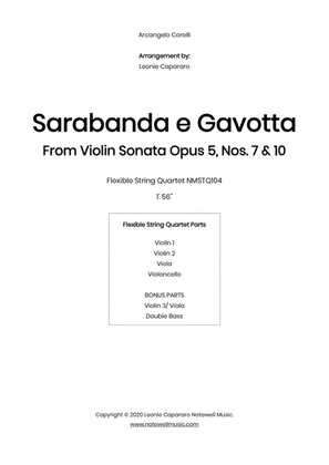 Book cover for Sarabanda e Gavotta Opus 5, Nos. 7 & 10 by Corelli (Flexible string quartet)