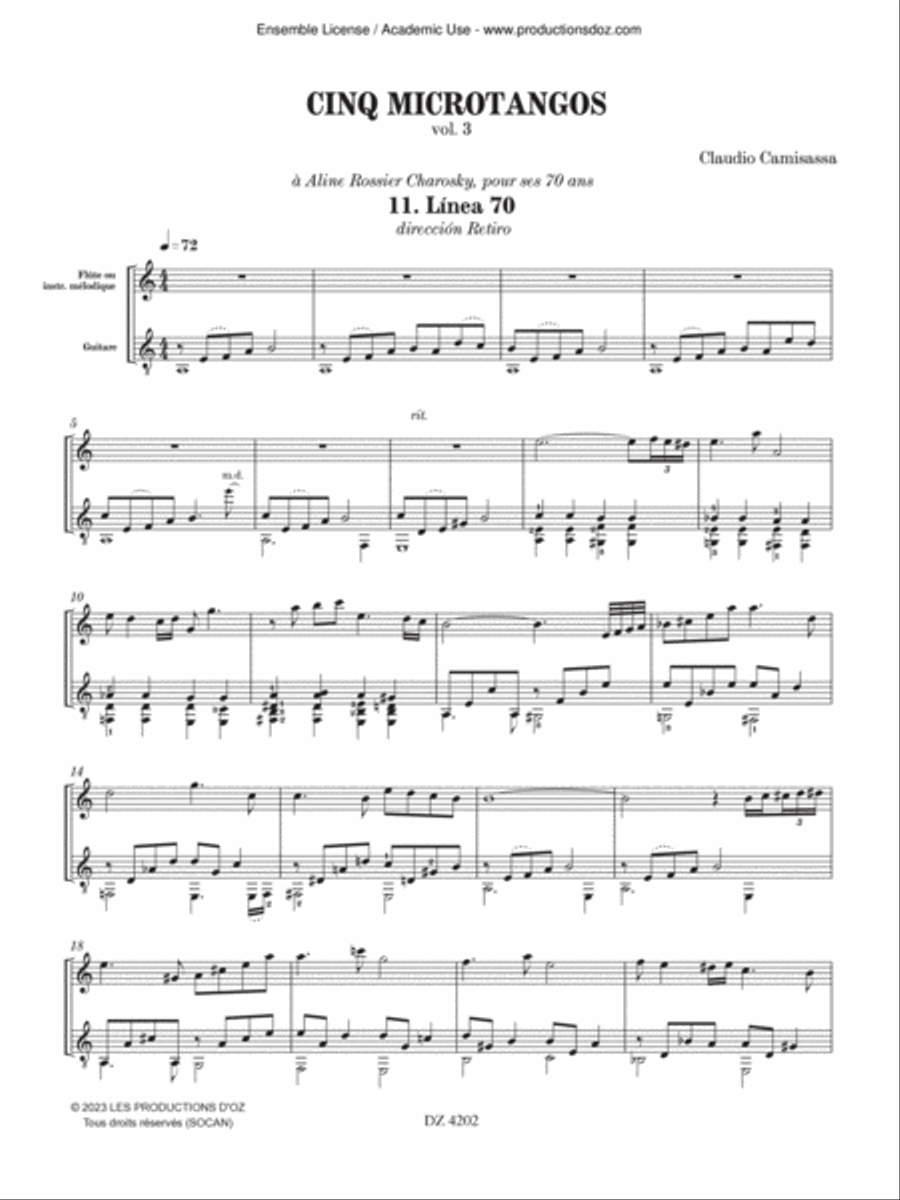 Cinq microtangos, vol. 3 Cinq microtangos, vol. 3 Flute scores gallery preview page 3