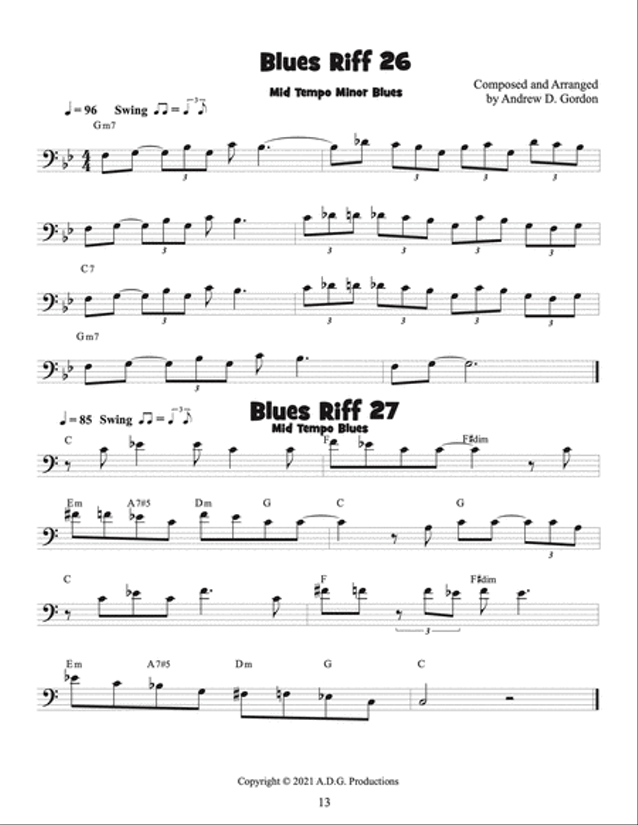 100 Ultimate Blues Riffs for Trombone Beginner Level Trombone Solo scores gallery preview page 2