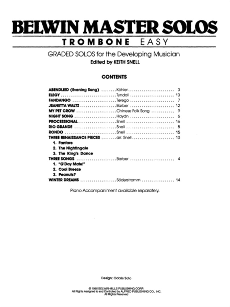 Belwin Master Solos (Trombone), Volume 1 Baritone Horn scores gallery preview page 2