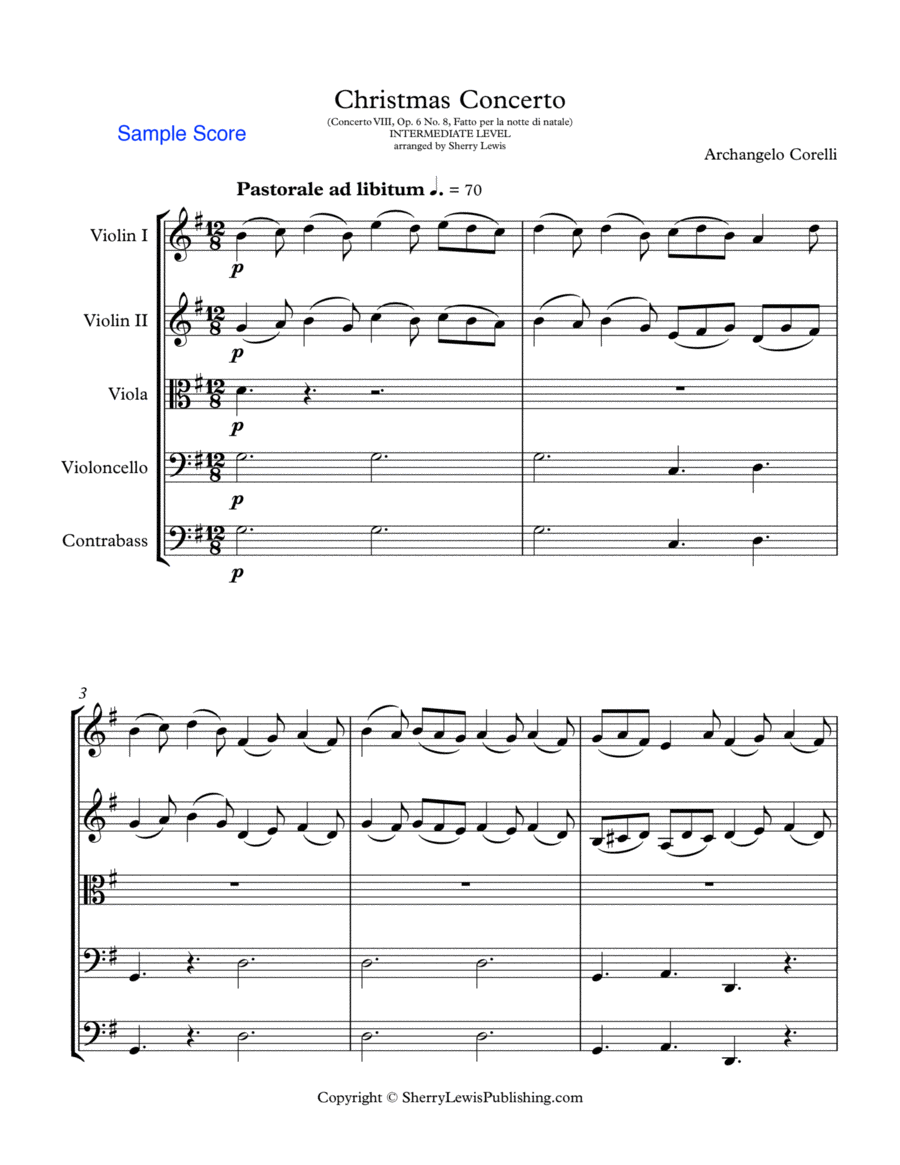 CHRISTMAS CONCERTO- PASTORALE - STRING ORCHESTRA - Concerto VIII Op. 6 No. 8, Fatto per la notte di image number null
