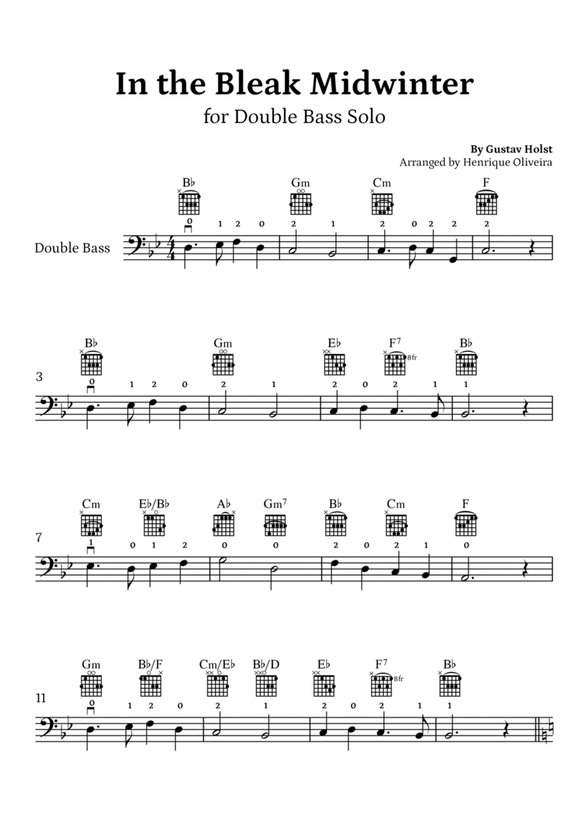In the Bleak Midwinter (Double Bass Solo) - Beginner Level image number null
