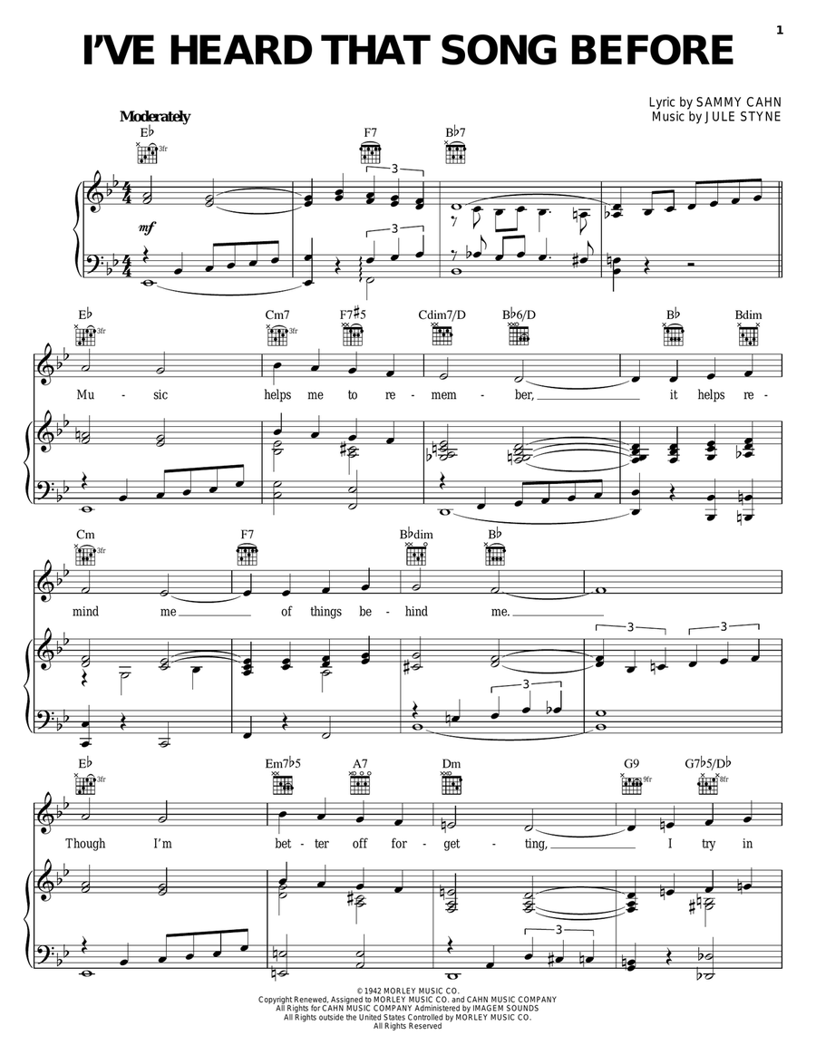 I've Heard That Song Before Piano, Vocal, Guitar scores gallery preview page 1