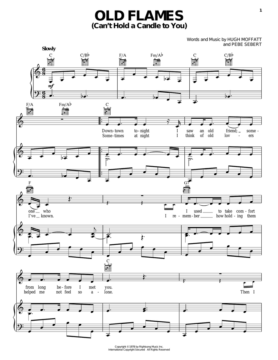 Old Flames (Can't Hold A Candle To You) Piano, Vocal, Guitar scores gallery preview page 1