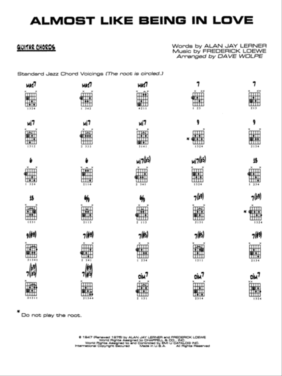 Almost Like Being in Love: Guitar Chords Jazz Ensemble scores gallery preview page 1