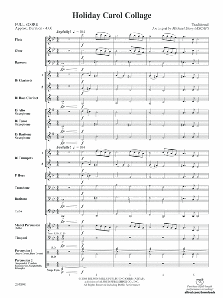 Holiday Carol Collage: Score Concert Band scores gallery preview page 3