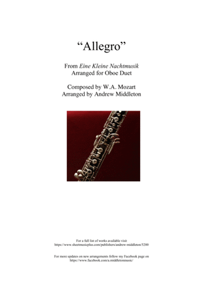 Book cover for Eine Kleine Nachtmusik arranged for Oboe Duet