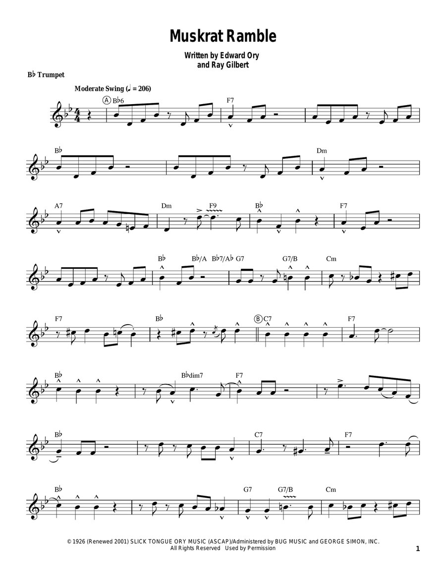 Muskrat Ramble Trumpet scores gallery preview page 1