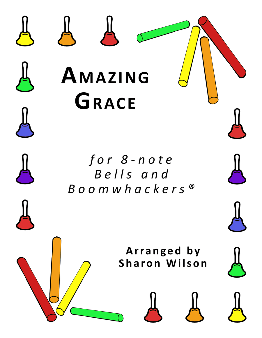 Amazing Grace (for 8-note Bells and Boomwhackers with Black and White Notes) Handbell Choir scores gallery preview page 1