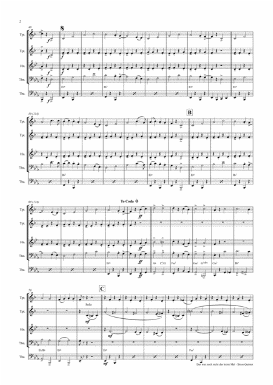 Das war noch nicht das letzte Mal - German Polka - Oktoberfest - Brass Quintet Brass Quintet scores gallery preview page 2