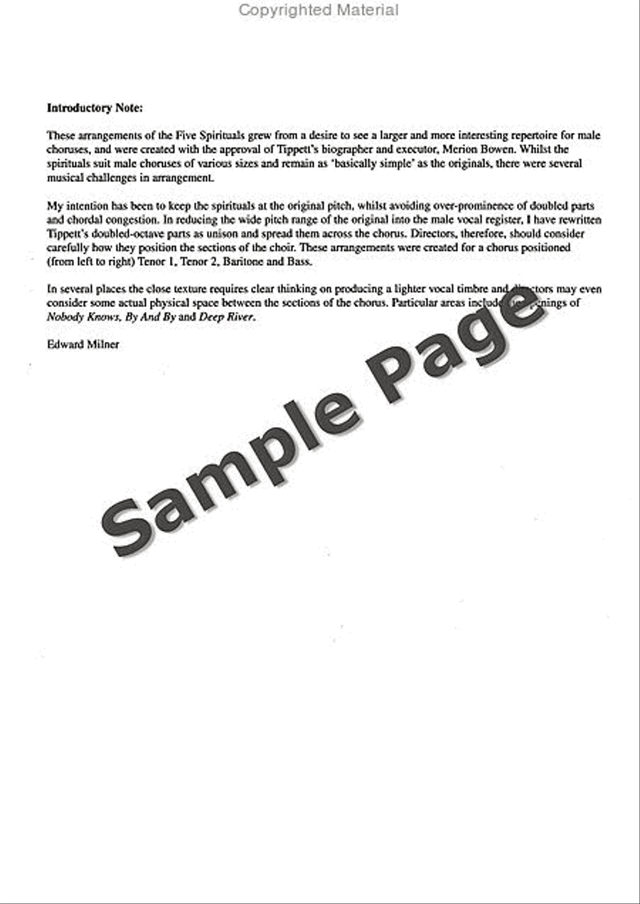 5 Negro Spirituals from A Child of Our Time TTBB scores gallery preview page 10