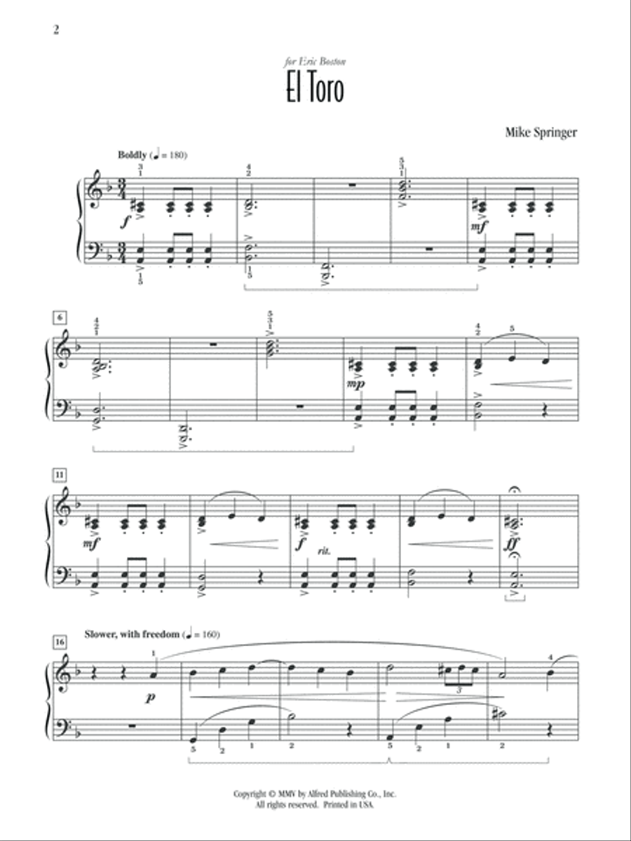 El Toro El Toro Piano Solo scores gallery preview page 2