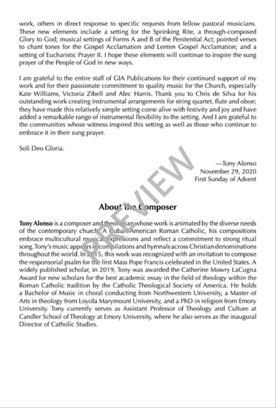 Mass of Joy and Peace, Tenth Anniversary edition - Choral / Accompaniment edition 3-Part scores gallery preview page 5