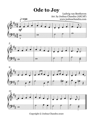 Ode to Joy (Easy Piano w/ slur write-in)
