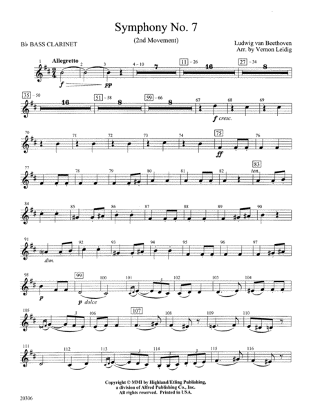 Symphony No. 7 (2nd Movement): B-flat Bass Clarinet