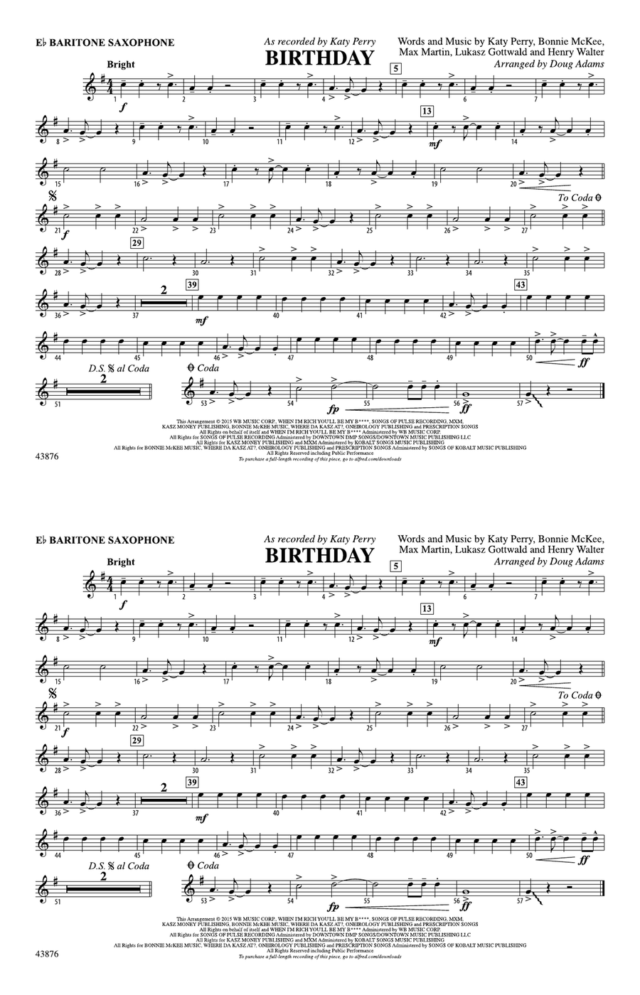 Birthday: E-flat Baritone Saxophone
