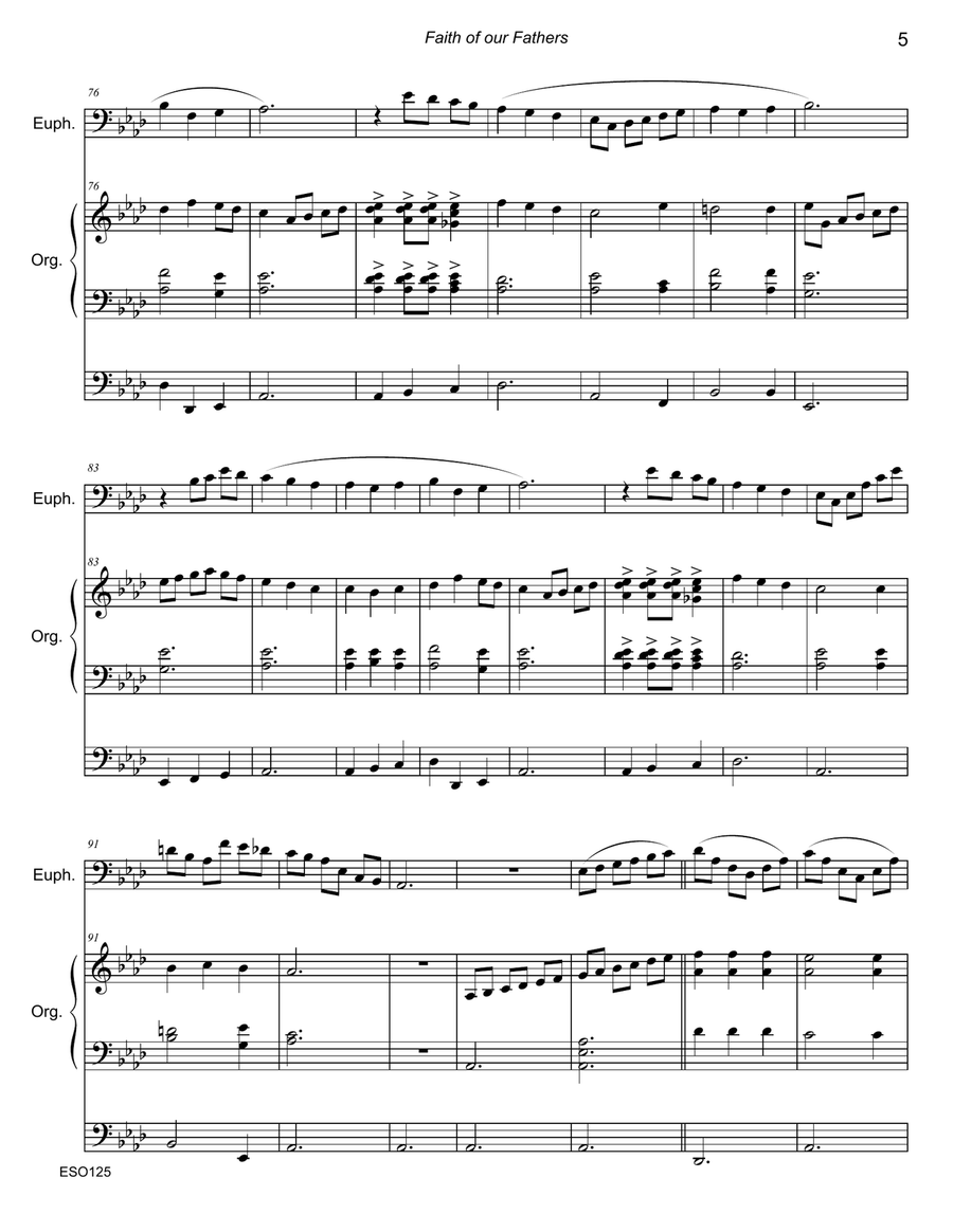 FAITH OF OUR FATHERS - Euphonium/Trombone Solo with Organ or Piano Accompaniment Brass Duet scores gallery preview page 5