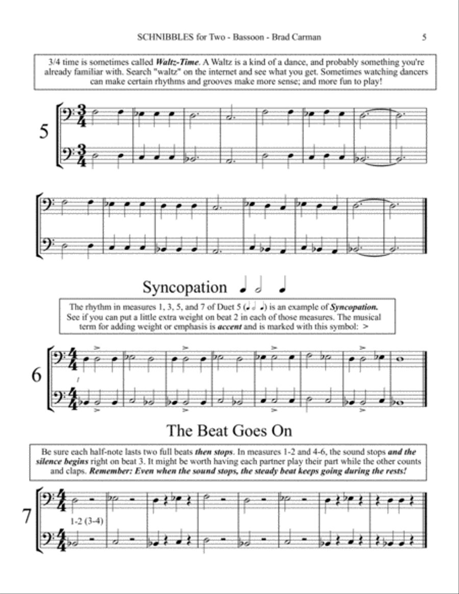 SCHNIBBLES for Two: 101 Easy Practice Duets for Band: BASSOON Woodwind Duet scores gallery preview page 6