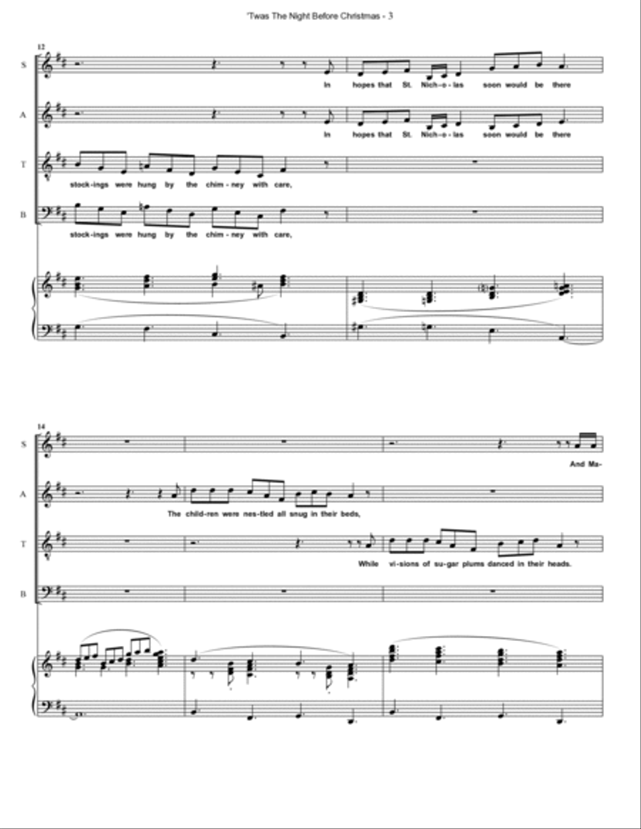 TWAS THE NIGHT BEFORE CHRISTMAS 4-Part scores gallery preview page 3