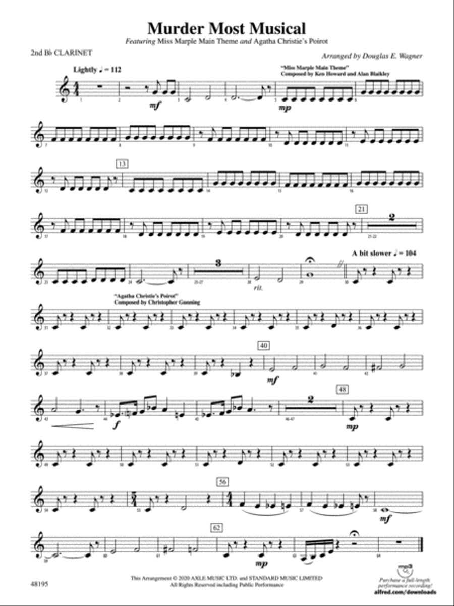 Murder Most Musical: 2nd B-flat Clarinet Concert Band scores gallery preview page 1