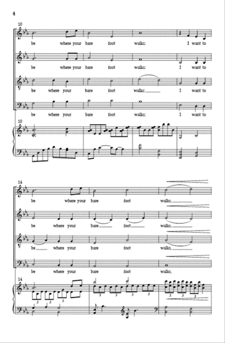 Where Your Bare Foot Walks (SATB) Divisi scores gallery preview page 3