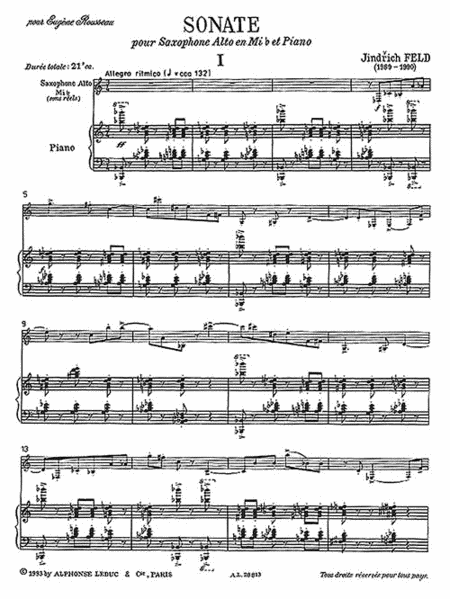 Sonate Pour Saxophone Alto Et Piano