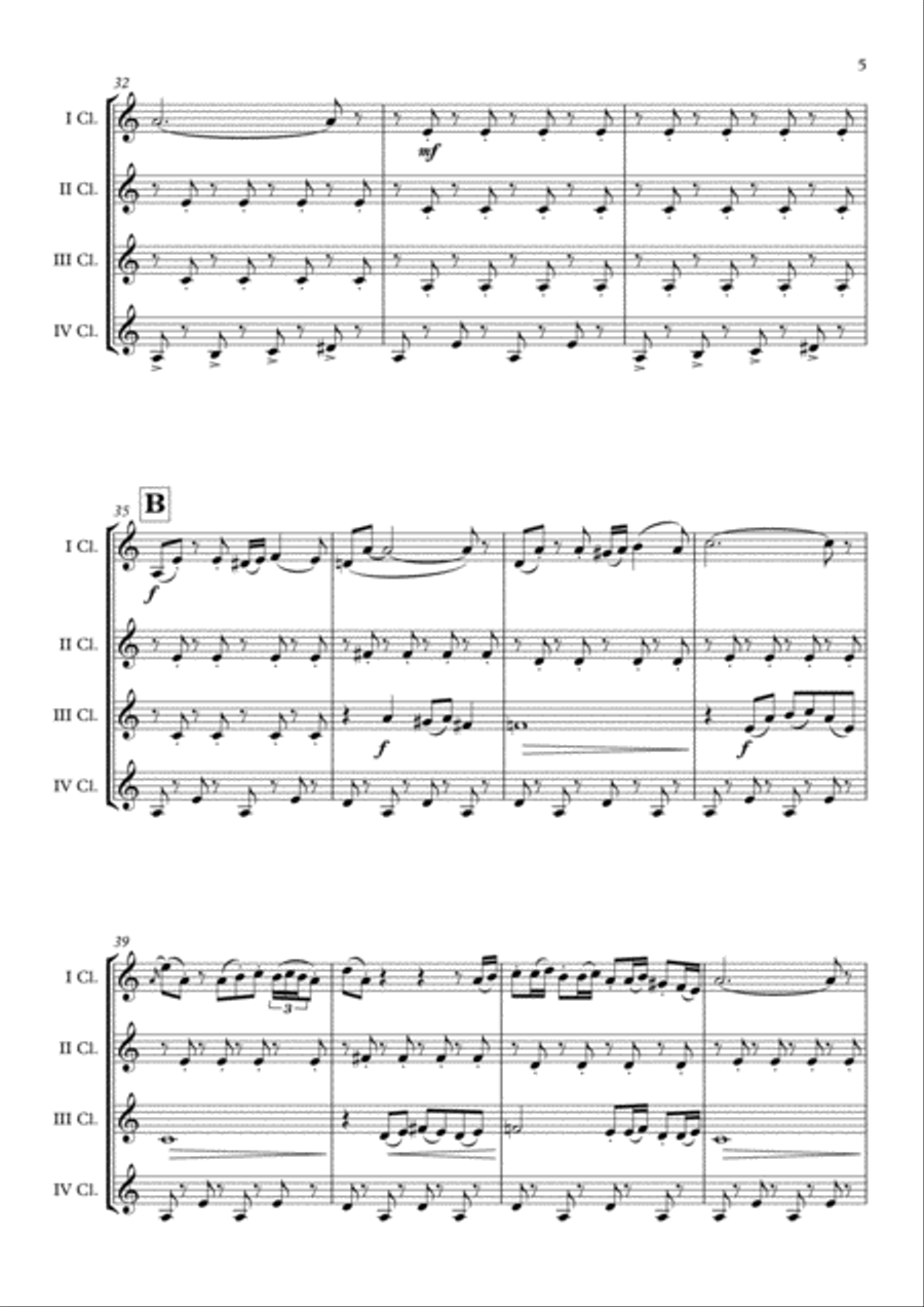 Themes From Sherlock (main Theme/watson's Theme) Clarinet Quartet scores gallery preview page 6