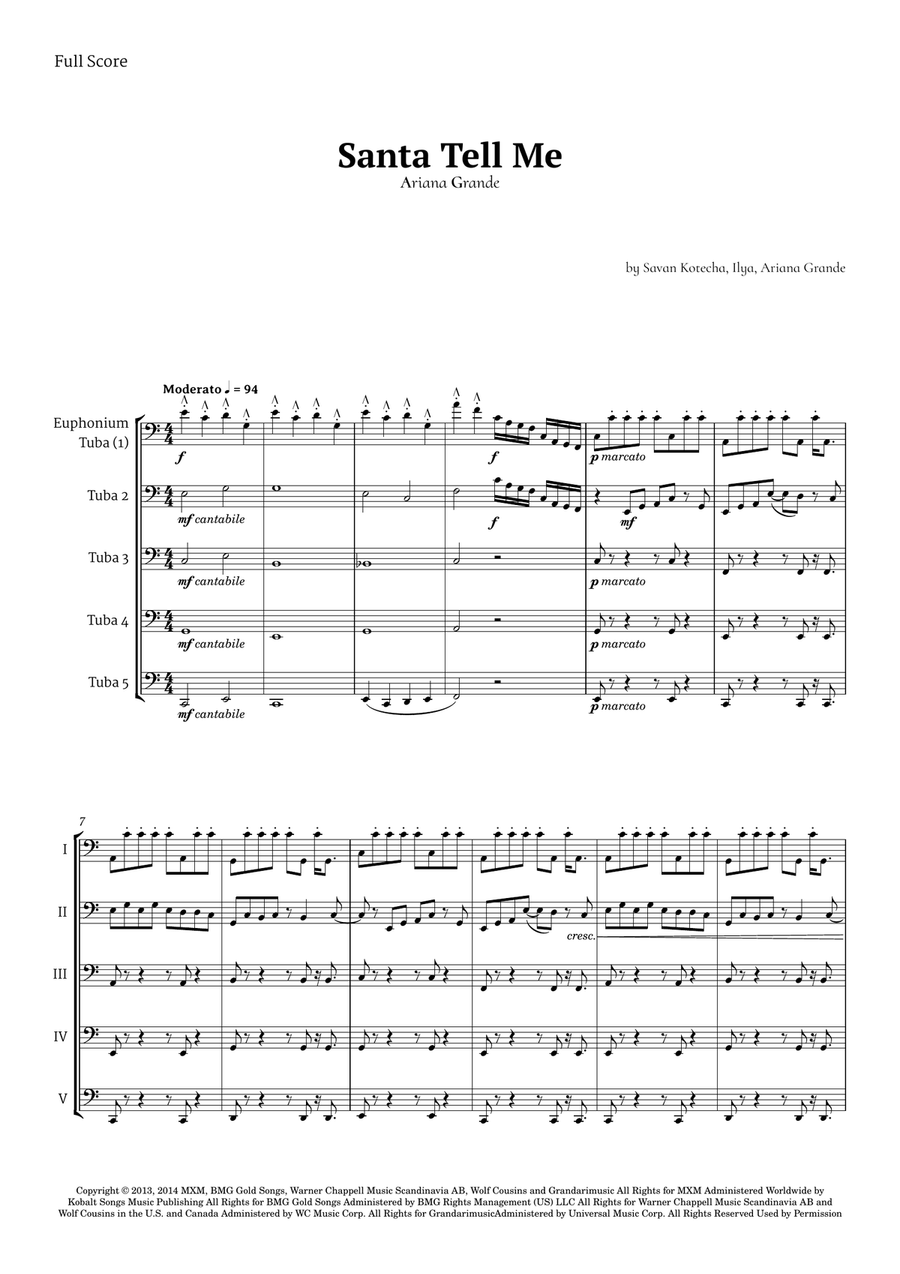 Santa Tell Me Brass Quintet scores gallery preview page 1