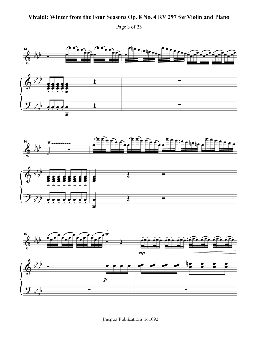 Vivaldi: Winter from the Four Seasons for Violin & Piano Violin Solo scores gallery preview page 3