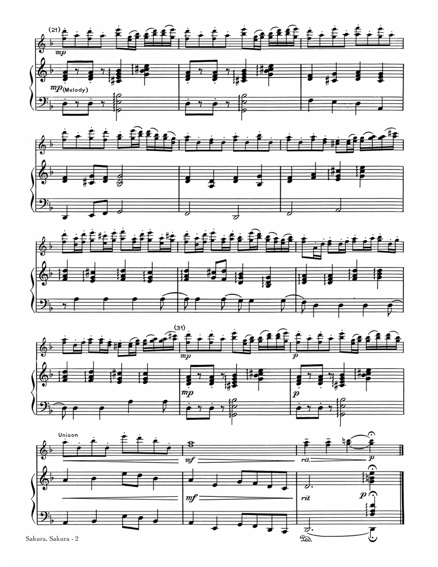 Sakura, Sakura (Cherry Blossoms) Flute Solo scores gallery preview page 2