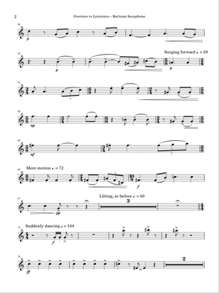 Overture to Lysistrata (arr. Peter Stanley Martin) - Baritone Saxophone Concert Band scores gallery preview page 2