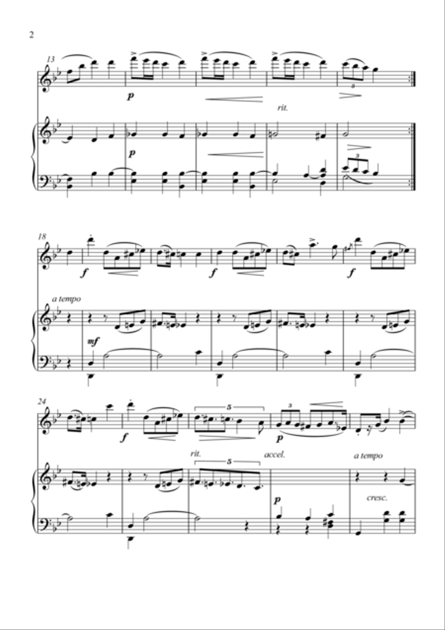 Mazurka Op.6 No.1 piano flute duet Flute Duet scores gallery preview page 4