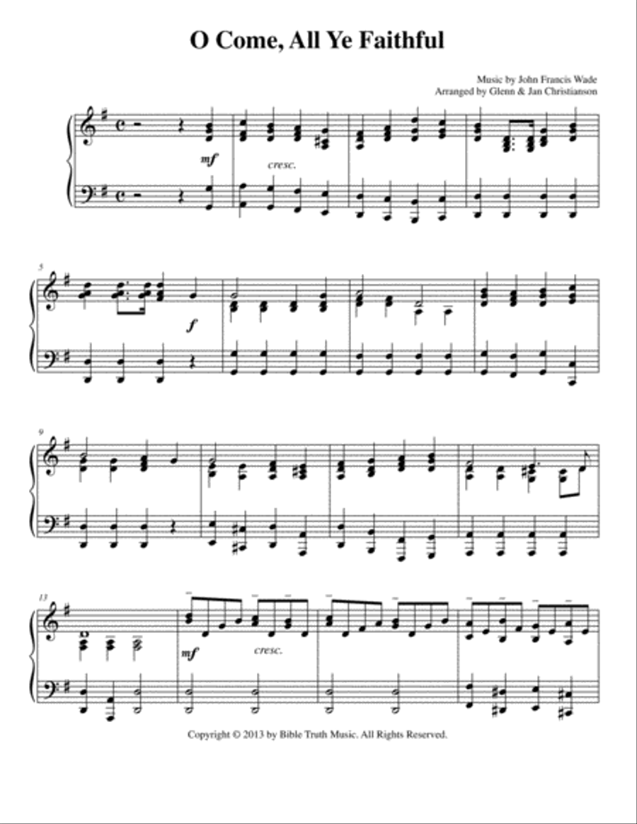 O Come, All Ye Faithful Piano Solo scores gallery preview page 1