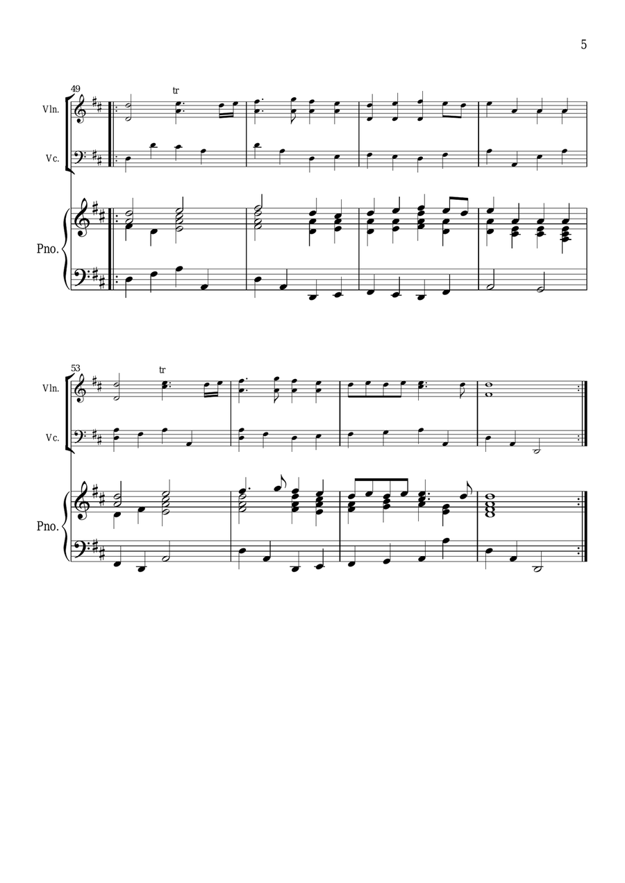 Prince of Denmark's March - Violin, Cello & Piano Trio Piano Trio scores gallery preview page 5
