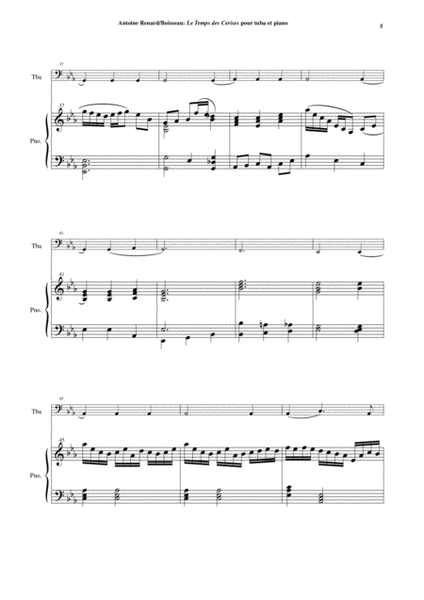 Antoine Renard: Le Temps des Cerises, arranged for tuba and piano