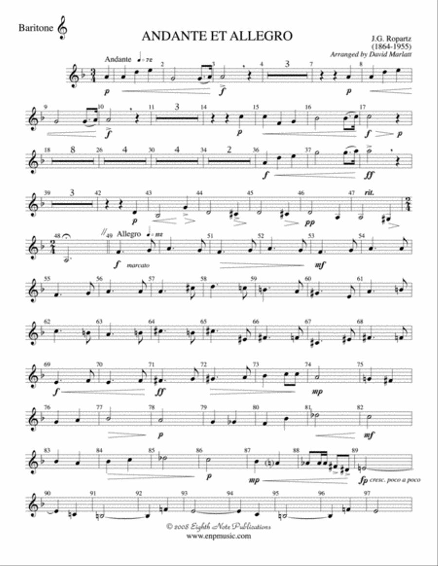 Andante et Allegro (Solo Trumpet and Concert Band): Baritone T.C. Concert Band scores gallery preview page 1