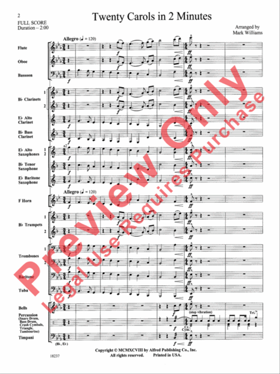 Twenty Carols in 2 Minutes Concert Band scores gallery preview page 3