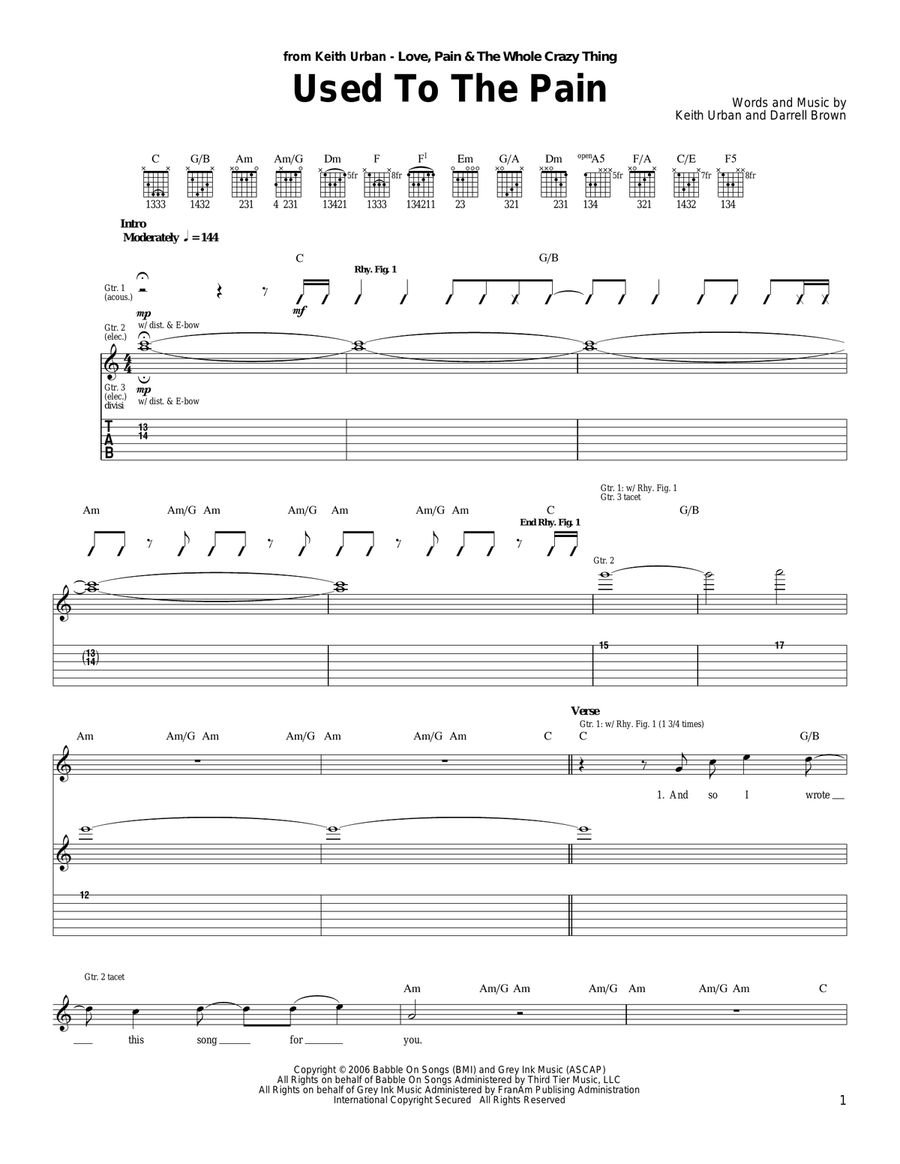 Used To The Pain Used To The Pain Acoustic Guitar scores gallery preview page 1