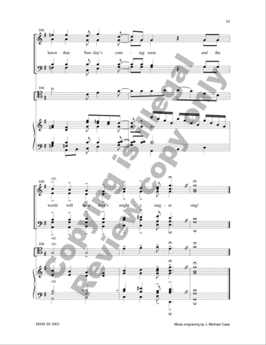 There's a Sunday Coming Soon 4-Part scores gallery preview page 18