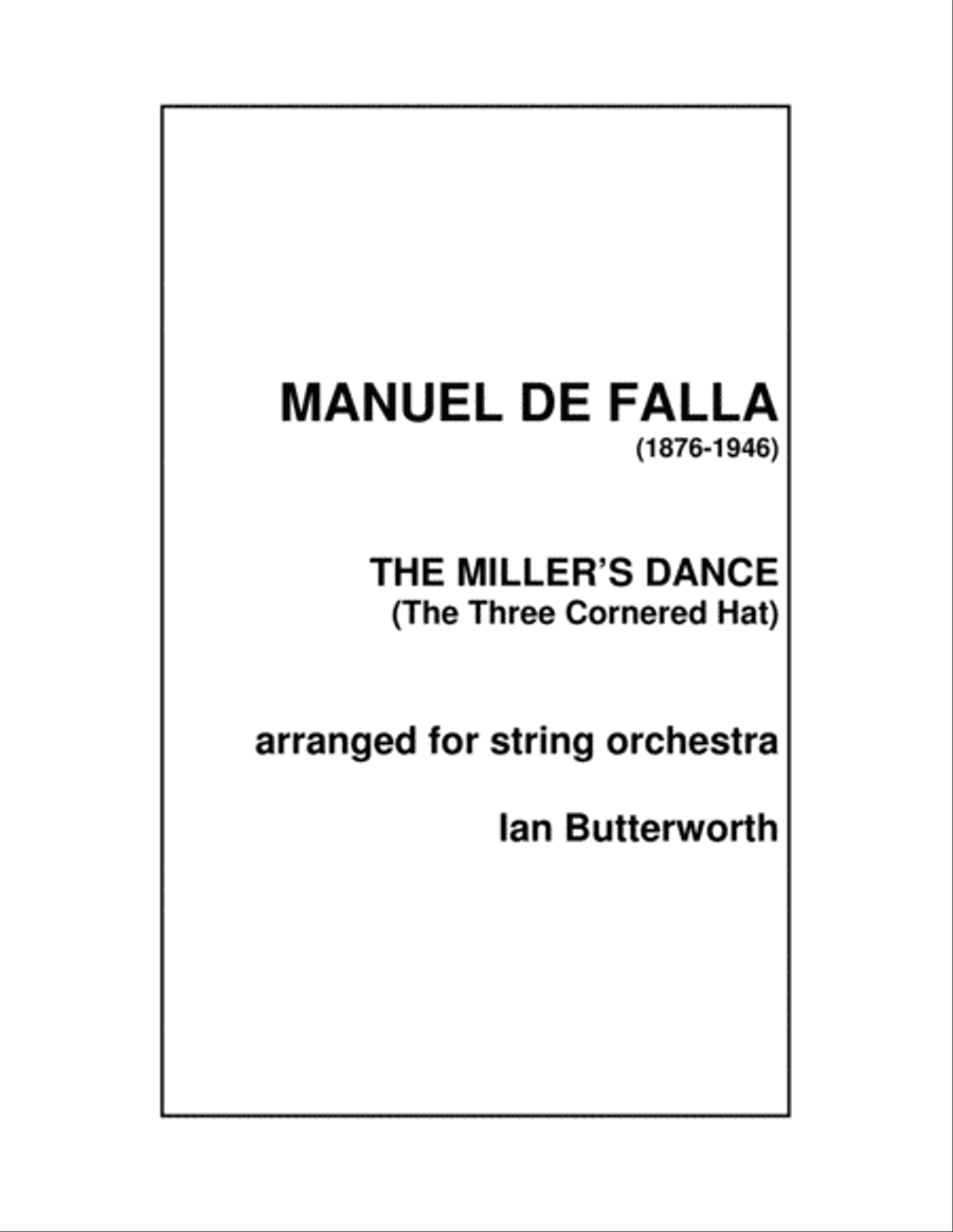 DE FALLA The Miller's Dance (The Three-Cornered Hat) for string orchestra String Orchestra scores gallery preview page 1