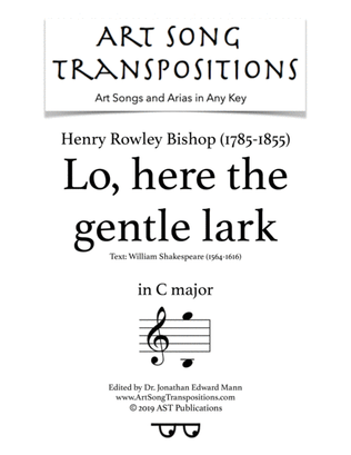 Book cover for BISHOP: Lo, here the gentle lark (transposed to C major)