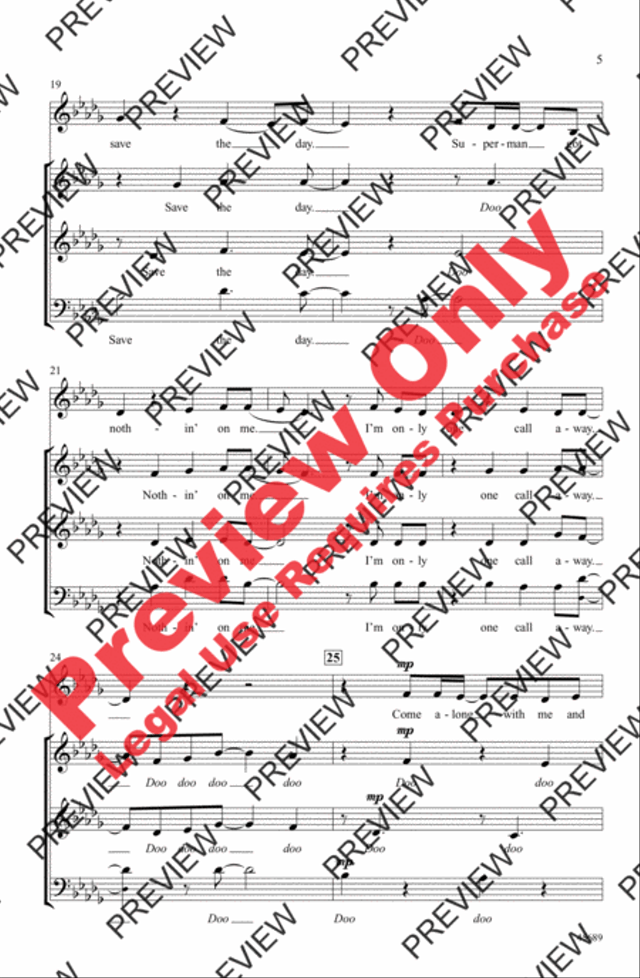 One Call Away 3-Part scores gallery preview page 5