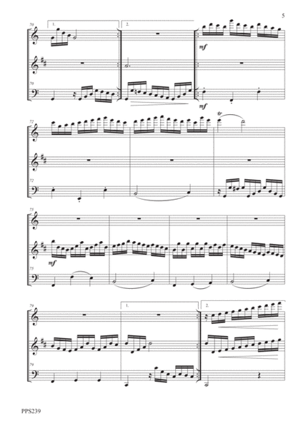 C.P. E. BACH MENUET WITH 5 VARIATIONS for flute, clarinet in Bb & bassoon or cello